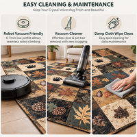 Tapis rectangulaire à motif ours et élan, en polyester, à poils ras, antidérapant, imperméable, lavable, style ferme