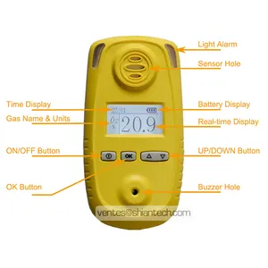 Pengukur oksigen udara, perangkat pengukuran oksigen udara dengan 0.1% vol detektor gas oksigen o2 portabel