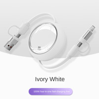 Câble de charge rapide rétractable 4-en-1 Type-C 100W avec logo personnalisé, 1m, pour écouteurs, téléphones mobiles, imprimante, option cadeau, câble de données