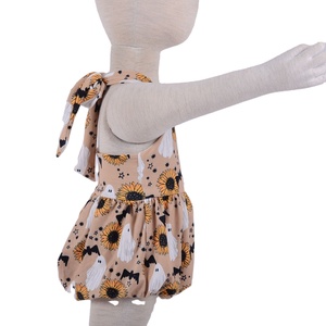Barboteuse tricotée d'été pour bébé fille, motif floral, style dessin animé, avec entrejambe à boutons-pression, collection Halloween - Product Image 4