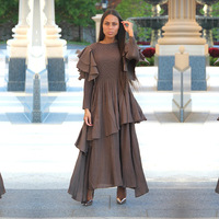 Robe plissée grande taille tendance printemps/été 2026, design élégant et unique avec manches lotus pour femmes, robes décontractées