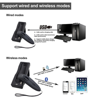 Lecteur de codes-barres sans fil Symcode MJ-R40 noir A4, lecteur de codes-barres USB/BT permettant l'entrée par clavier, écran d'ordinateur
