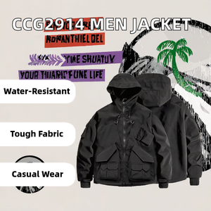 Chaqueta acolchada informal con logotipo personalizado CCG2914 para hombre, prendas de vestir gruesas y cálidas para exteriores, cuello levantado, cierre de cremallera, temporada de otoño - Product Image 2