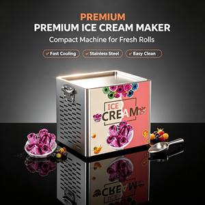 เครื่องทำไอศกรีมม้วนแบบเย็น รุ่นตั้งโต๊ะ สแตนเลส พร้อมคอมเพรสเซอร์ - Product Image 1