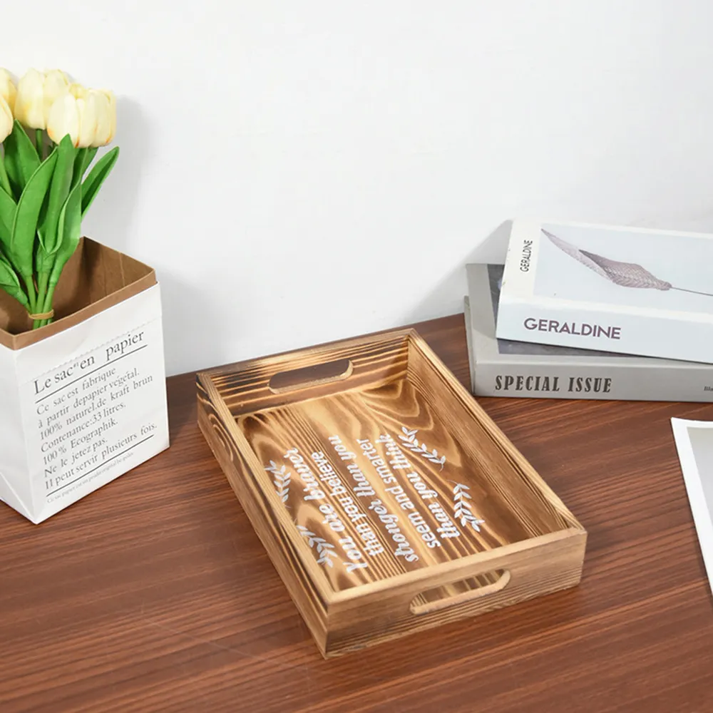Manufacturer Custom pine wood packaging wooden vase cake fruit food storage boxes wooden tray serving