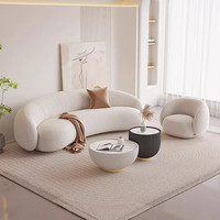 Ensemble de canapés d'angle en velours blanc pour salon moderne, canapé de détente combiné en forme de croissant incurvé de luxe