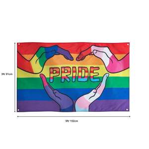 Cao cấp 3ft x 5ft Polyester handmade cầu vồng cờ 4 grommets bên trong/bên ngoài LGBT gay biểu ngữ màu sắc sống động cho quảng cáo - Product Image 2