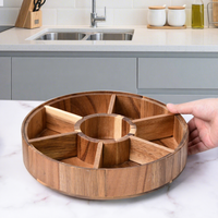 7-delige houten snackbox met deksel, voor snoep, noten & fruit, draagbare serveerschaal voor feesten & bijeenkomsten - duurzaam en stevig
