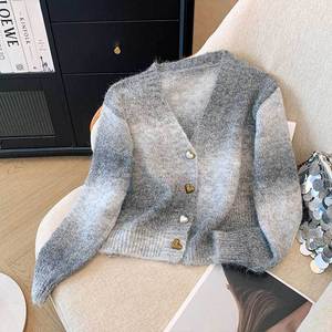Fábrica personalizada LOGO OEM cárdigan suéter largo Otoño Invierno largo degradado <span class=keywords><strong>Chaqueta</strong></span> de <span class=keywords><strong>punto</strong></span> transfronterizo ropa de <span class=keywords><strong>mujer</strong></span> al por mayor - Product Image 6