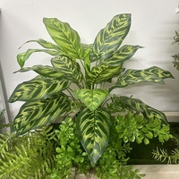 Calathea Makoyana Artificielle Premium - Plante Artificielle Ignifuge pour Décoration et Aménagement de Fenêtres Intérieures