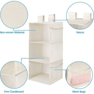 3-Shelf Closet Organizers, 2 Separable 3-Tier Hanging Closet Shelves, Non-Woven Fabric Hanging <b>Storage</b> Organizer - Product Image 4