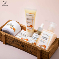 LANHOME Ensemble de soins du visage à base de curcuma et de vitamine C, 5 pièces - Soins de la peau naturels et biologiques éclaircissants et blanchissants pour les taches brunes