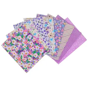 8pcs Assorted Purple Floral Fat Quarters 100% Cotton Pre-cut Quilting Fabric Printed Fabric Woven for Sewing Crafting Patchwork