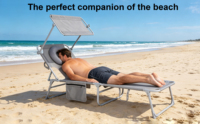 Nouveau lit de bronzage 2026 avec oreiller, auvent pare-soleil intégré, lit pliant réglable et portable pour le visage