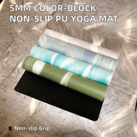 Tapete de Yoga y Pilates Ecológico de 5mm de Grosor, Antideslizante, de Goma PU sin Olor, 183cm de Largo, Plegable, en Colores Contrastantes, 3000g