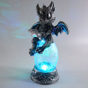 Estatuilla de lectura de dragón de resina hecha a mano creativa estatua de dragón bebé con luz Led con Base de huevo - Product Image 5
