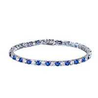 Luxury Created Nano Blue Sapphire Bracelet Women 925 Sterling Silver Jewelry Romantic Classic Wedding Fine Jewelry