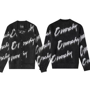 Cardigan da Uomo HUIFAN con Logo Personalizzato, Maglioni di Design Lavorati a Maglia <span class=keywords><strong>Jacquard</strong></span>, <span class=keywords><strong>Maglieria</strong></span> con Scollo a V e Bottone, Pullover in Morbido Mohair - Product Image 2