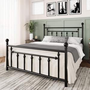 Cama individual de metal tamaño Queen con cabecero, marco moderno de hierro forjado, muebles de acero para dormitorio con almacenamiento, uso en hoteles - Product Image 2
