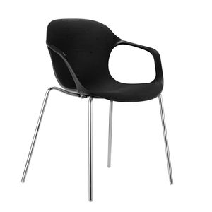 Accoudoir Chaise en métal chromé PP Design <span class=keywords><strong>ergonomique</strong></span> à dossier haut empilable pour chaise de salle à manger en plastique de bureau de restaurant - Product Image 1