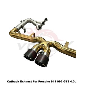 Échappement arrière Vortex Exotic Gold Titanium avec embouts en carbone et soupape à vide compatible avec Porsche 992 GT3 - Product Image 6