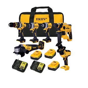 DEW-kits de herramientas eléctricas para el hogar, conjunto de herramientas manuales con batería de litio de 20v, 6 uds.