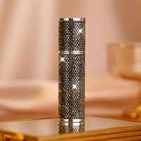 Botol Parfum Silinder Kaca Berhias Rhinestone Laris Manis untuk Makeup, Perjalanan, Botol Semprot Mini Portabel 5ML Grosir