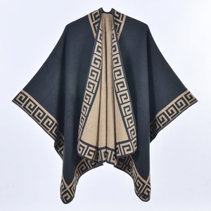 Bán Buôn Phụ Nữ Retro Đơn Giản Dày Chia Cape Áo Len 460G Hai Mặt Giả Cashmere Khăn Khăn Choàng Cho Mùa Đông - Product Image 6