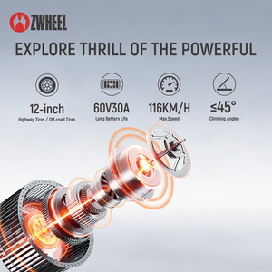 Passez à la vitesse au volant avec cette trottinette électrique ZWHEEL ZSE2 à double moteur 3000W, affichage LCD, design pliable et étanche, atteignant 72 mph. - Product Image 2