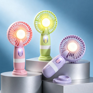 Portable Handheld <b>Fan</b> With <b>Light</b> Digital Display 5W Battery Powered 10 Speeds For Desk Use - Product Image 1