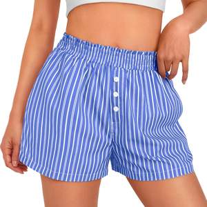 Calzoncillos bóxer a rayas de moda de verano 2025 para mujer, pantalones de pijama informales para dormir en el salón, pantalones de vacaciones en la playa Y2K - Product Image 2