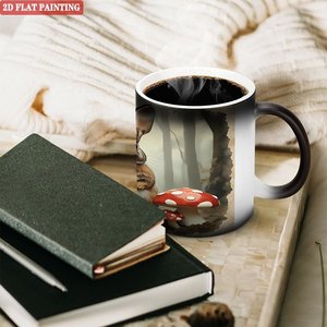 Taza Mágica de Cerámica Negra Esmerilada de 11oz que Cambia de Color con el Calor, para Bebidas de Entrenamiento Matutino - Product Image 3
