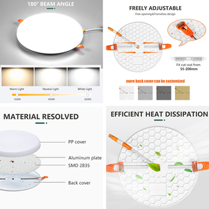 Đèn panel <span class=keywords><strong>LED</strong></span> âm trần DOB tròn vuông nhôm PP độ sáng cao 9w 18w 24w 36w dùng trong nhà - Product Image 2