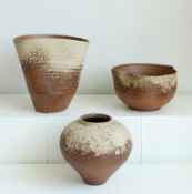 Ensemble de vases <span class=keywords><strong>en</strong></span> céramique terracotta marron tacheté bicolore, bord irrégulier, style Wabi Sabi, décoration de table - Product Image 6