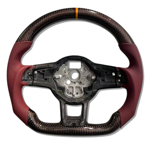 Volant en cuir et fibre de carbone <span class=keywords><strong>rouge</strong></span> véritable personnalisé pour VW MK7 <span class=keywords><strong>GOLF</strong></span> GTI GTS <span class=keywords><strong>R</strong></span>-<span class=keywords><strong>LINE</strong></span> POLO GTD GTE TSI CC Passat Jetta Golf7 7.5 <span class=keywords><strong>R</strong></span> - Product Image 1