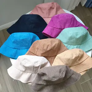 Factory Fishing Bucket Hats Blank Solid Color Adult Unisex Custom Embroidery Personalized Corduroy Bucket Hat