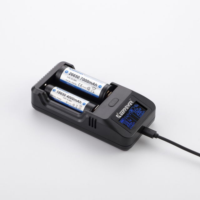 Keeppower L2 Universal Li-ion Battery Charger for 18650 18500 26650 Fast Charging with LCD Display, Multi-Protection