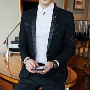 M- 3XL Jacquard <span class=keywords><strong>Blazer</strong></span> Slim Fit pour hommes Slim Masculino affaires décontracté hommes élégant <span class=keywords><strong>Blazer</strong></span> printemps automne Jacquard Blazers - Product Image 5