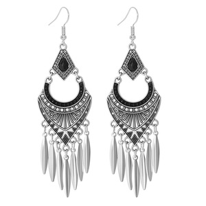 Tassel Drop <b>Earrings</b> Tibetan <b>Silver</b> Crystal Rhinestone Women's Party Boho Style <b>Long</b> Ethnic Jewelry - Product Image 5