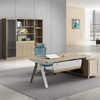 Meja Kantor Eksekutif Modern Mewah PVC/MDF Ergonomis yang Dapat Diubah dengan Penyimpanan, Furnitur Komersial