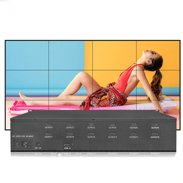4K 3X4 3X3 TV Video Wall Controller 1X12 Multi Screen Splicer Processo Rack-mounted 1 in 12 Out Splicer with Remote Control