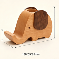 Porte-stylo décoratif en bois de hêtre poli et perforé, forme animale, style artisanal - Petit modèle animal