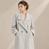 Manteau long élégant en mélange de laine pour femme, col à revers classique, double boutonnage, avec poches, personnalisable OEM/ODM, pour l'hiver