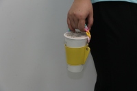 Porte-gobelet portable en cuir tendance, coloré, avec sangle, pour tasses réutilisables