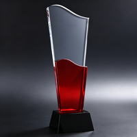 Trophée en cristal personnalisé en forme de vague, plaque de récompense avec incrustation métallique colorée, souvenir d'entreprise, trophée en cristal avec logo gravé sur mesure