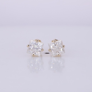 Starsgem yeni 0k sarı altın Def Vs sentetik elmas 4 Prong tarzı pençe ayarı küpe Lab yetiştirilen elmas top küpeler - Product Image 5
