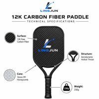 Raquette de pickleball en fibre de carbone T700 de luxe Lingjun, 16 mm, raquette professionnelle, norme USAPA, entraînement pour enfants, logo personnalisé