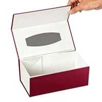 Boîte pliable magnétique écologique personnalisée de couleur bordeaux, impression CMYK, boîtes en papier pliables avec fenêtre pour l'emballage de cadeaux de vin