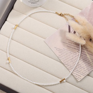 สร้อยคอไข่มุกเทียม ดีไซน์เรขาคณิต ชุบทอง 18k ประดับเพชรซิร์คอน สำหรับใส่ทุกวัน - Product Image 2