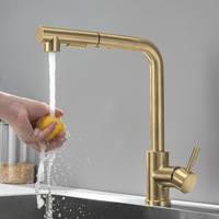 Robinet de cuisine doré brossé Robinet de cuisine extractible en acier inoxydable Robinet d'évier de cuisine